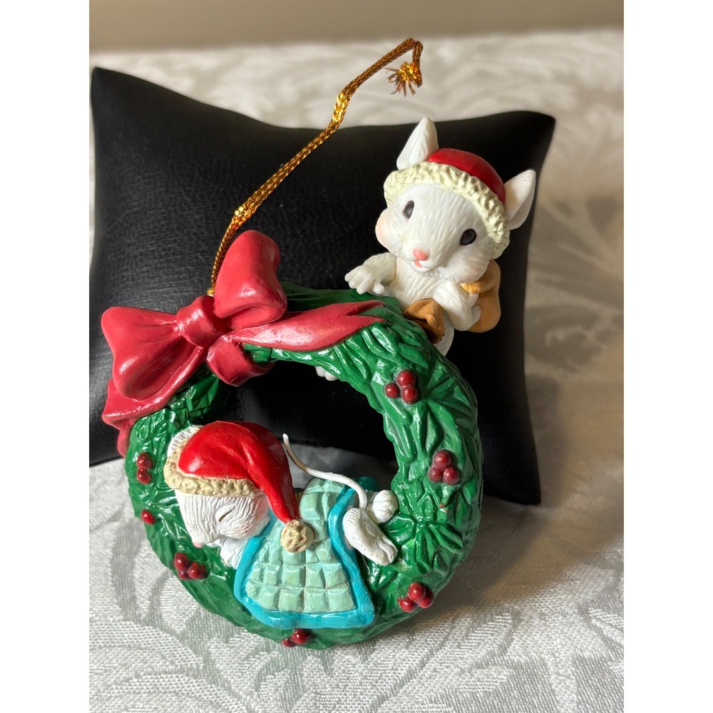 Mistletoe Magic Mice Wreath Ornament Kmart's Trim A Home Collection 1990s